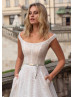 Blush Beaded Tulle Wedding Dress With Pockets